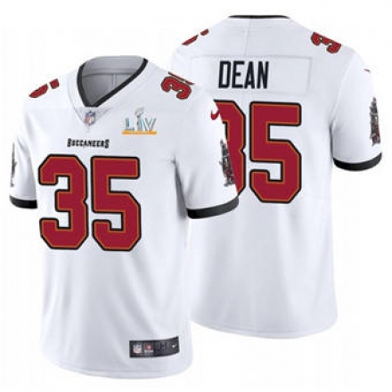 كريم الحفاظ Men's Tampa Bay Buccaneers #35 Jamel Dean White 2021 Super Bowl LV Limited  Stitched Football Jersey كريم الحفاظ